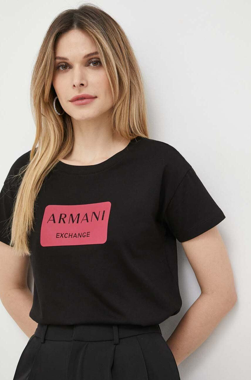 Armani Exchange pamut póló fekete - Pepit.hu