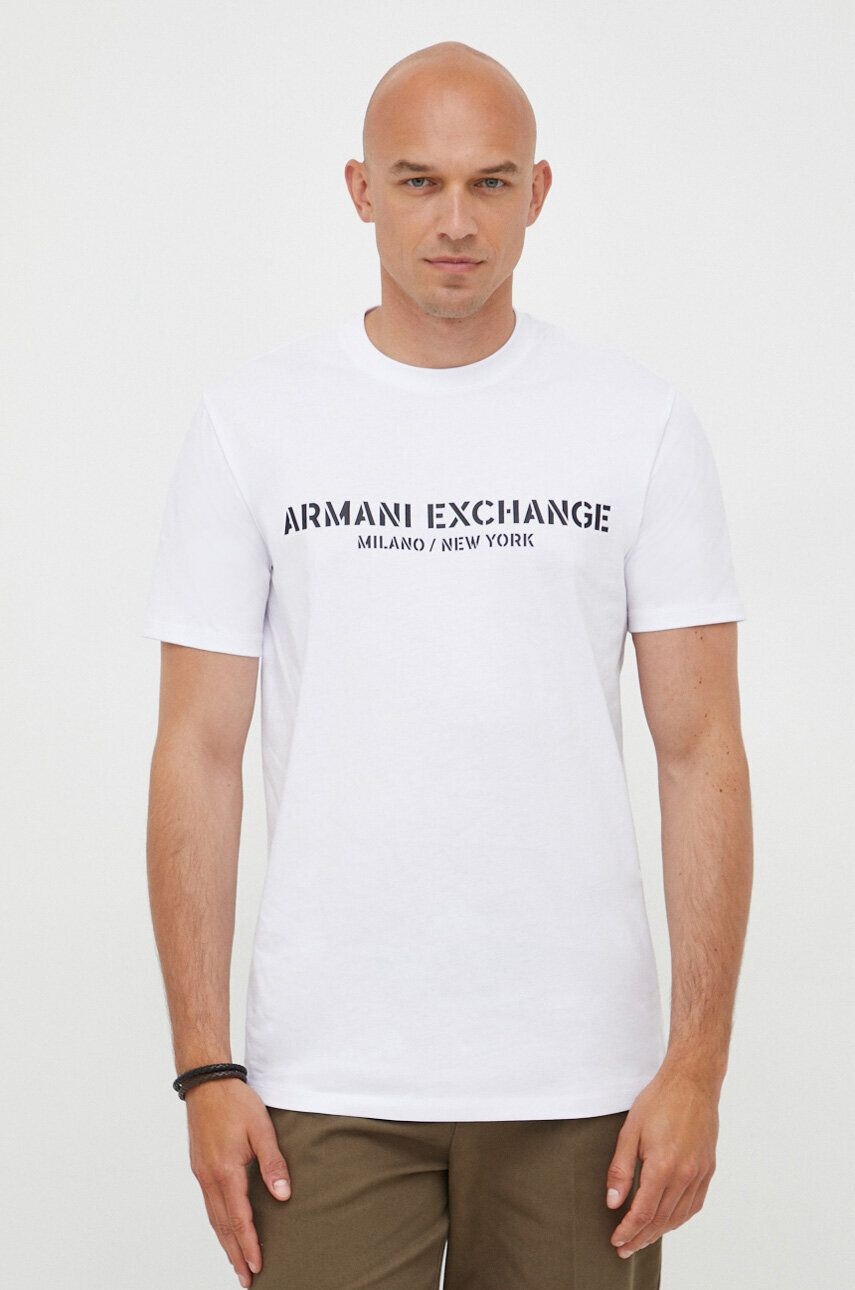 Armani Exchange pamut póló fehér nyomott mintás - Pepit.hu