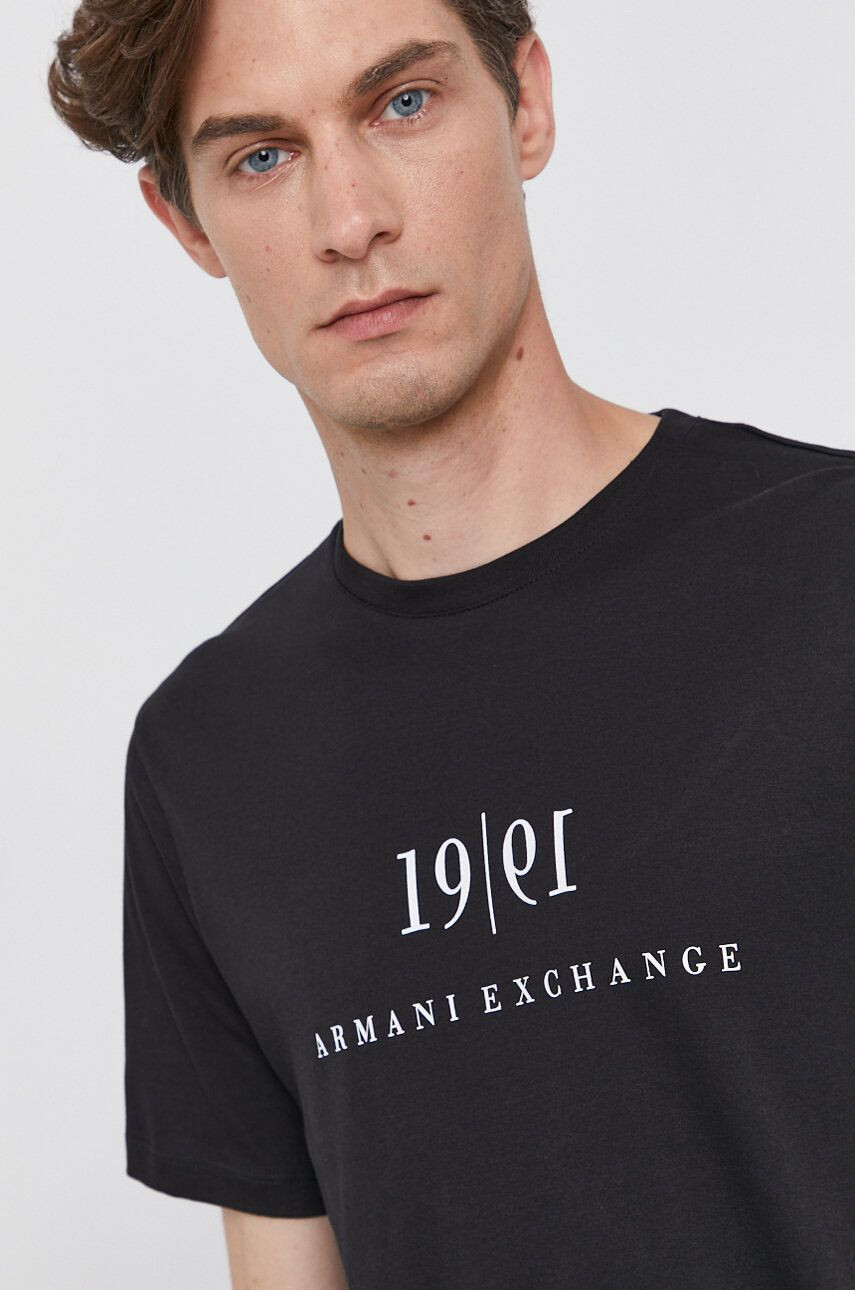 Armani Exchange pamut póló fekete nyomott mintás - Pepit.hu