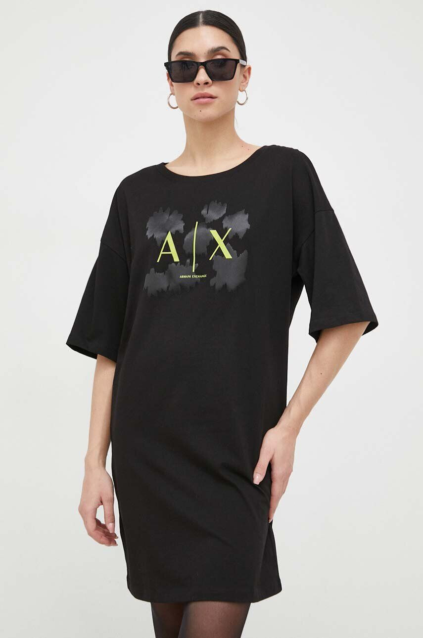 Armani Exchange pamut ruha fekete mini oversize - Pepit.hu