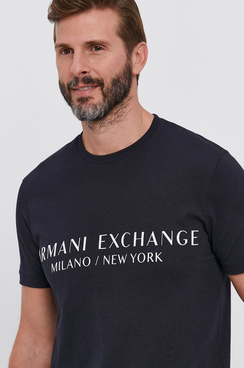 Armani Exchange t-shirt sötétkék férfi nyomott mintás - Pepit.hu