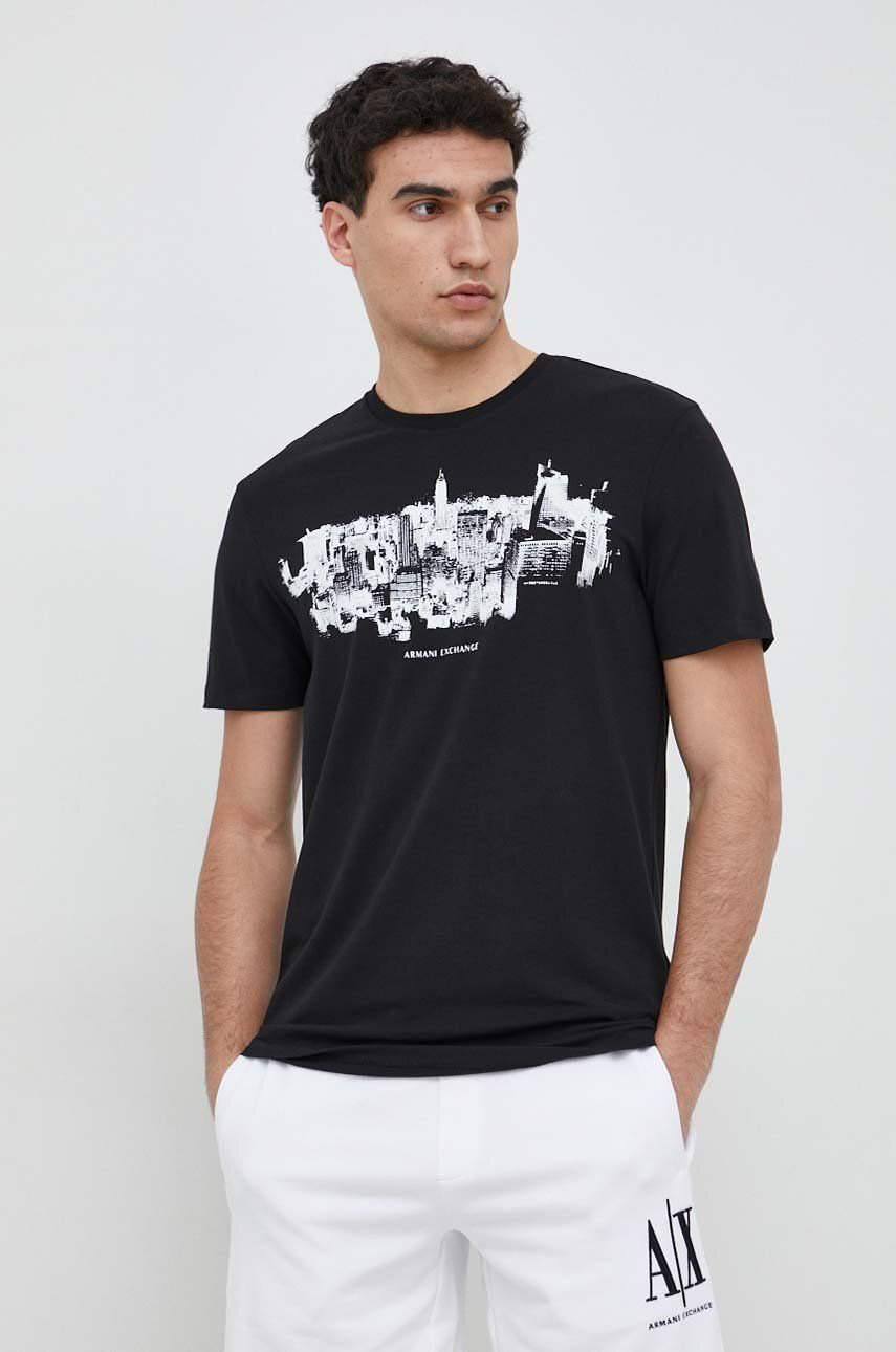 Armani Exchange t-shirt fekete férfi nyomott mintás - Pepit.hu