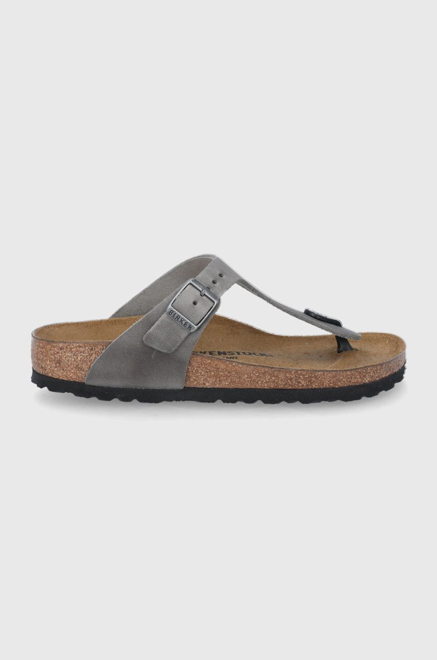 Birkenstock bőr flip-flop FL Gizeh szürke női lapos talpú - Pepit.hu