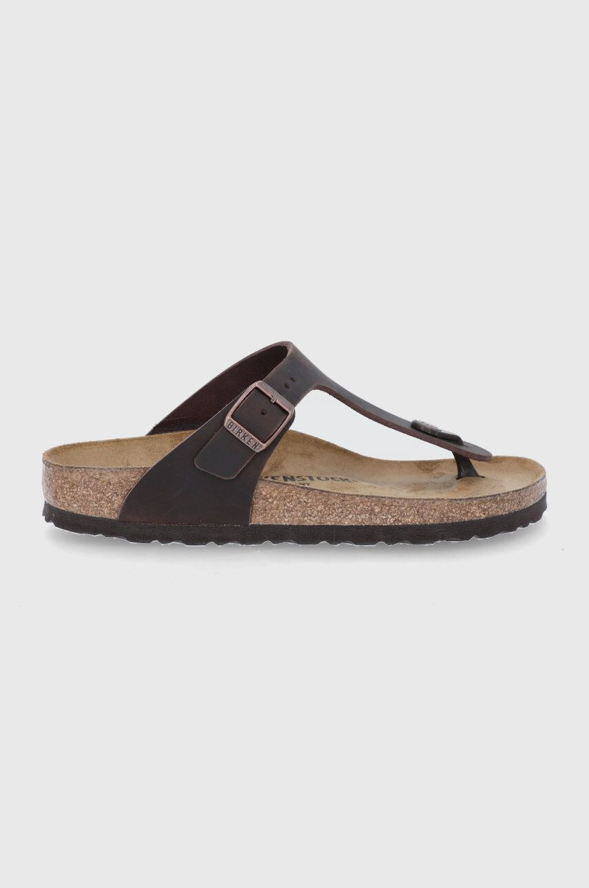 Birkenstock bőr flip-flop Gizeh barna női lapos talpú - Pepit.hu