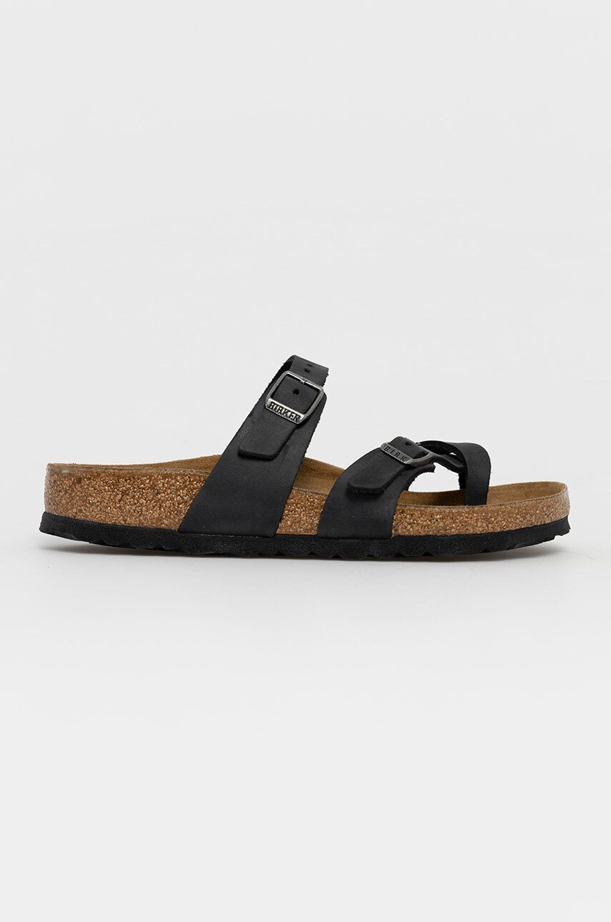 Birkenstock bőr papucs fekete női lapos talpú - Pepit.hu