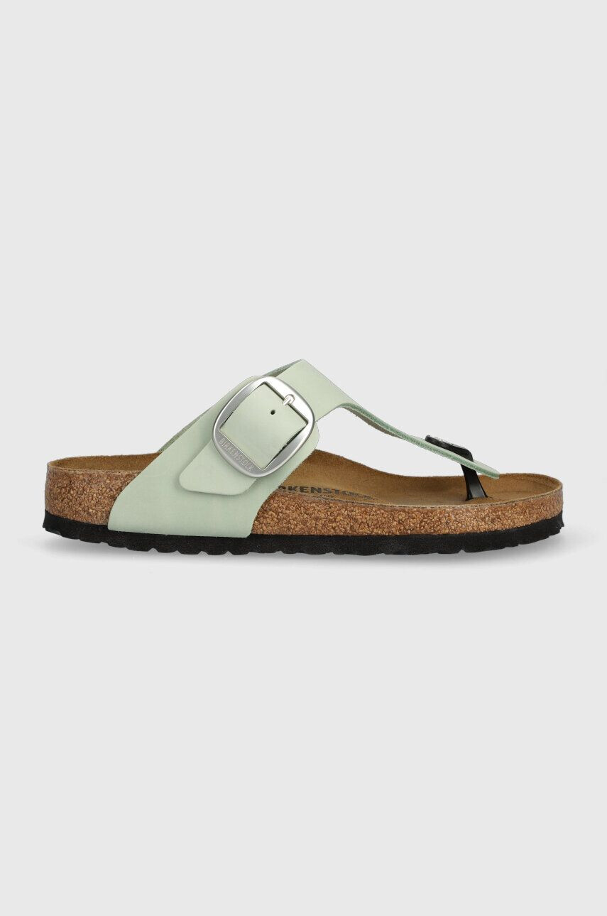 Birkenstock flip-flop velúrból Gizeh Big Buckle zöld női lapos talpú 1024046 - Pepit.hu