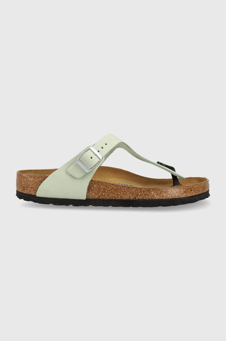 Birkenstock flip-flop velúrból Gizeh SFB zöld női lapos talpú - Pepit.hu