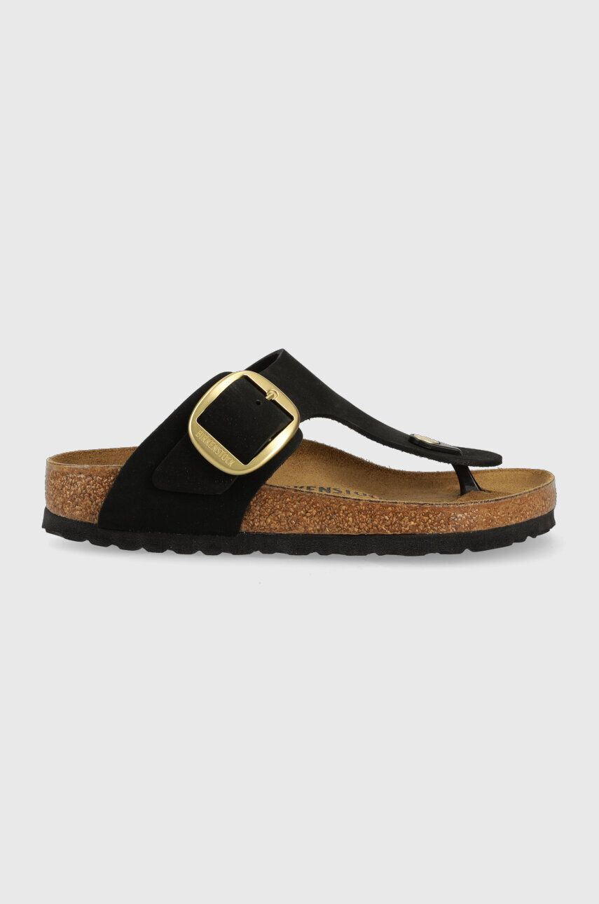 Birkenstock flip-flop velúrból Gizeh Big Buckle fekete női lapos talpú - Pepit.hu