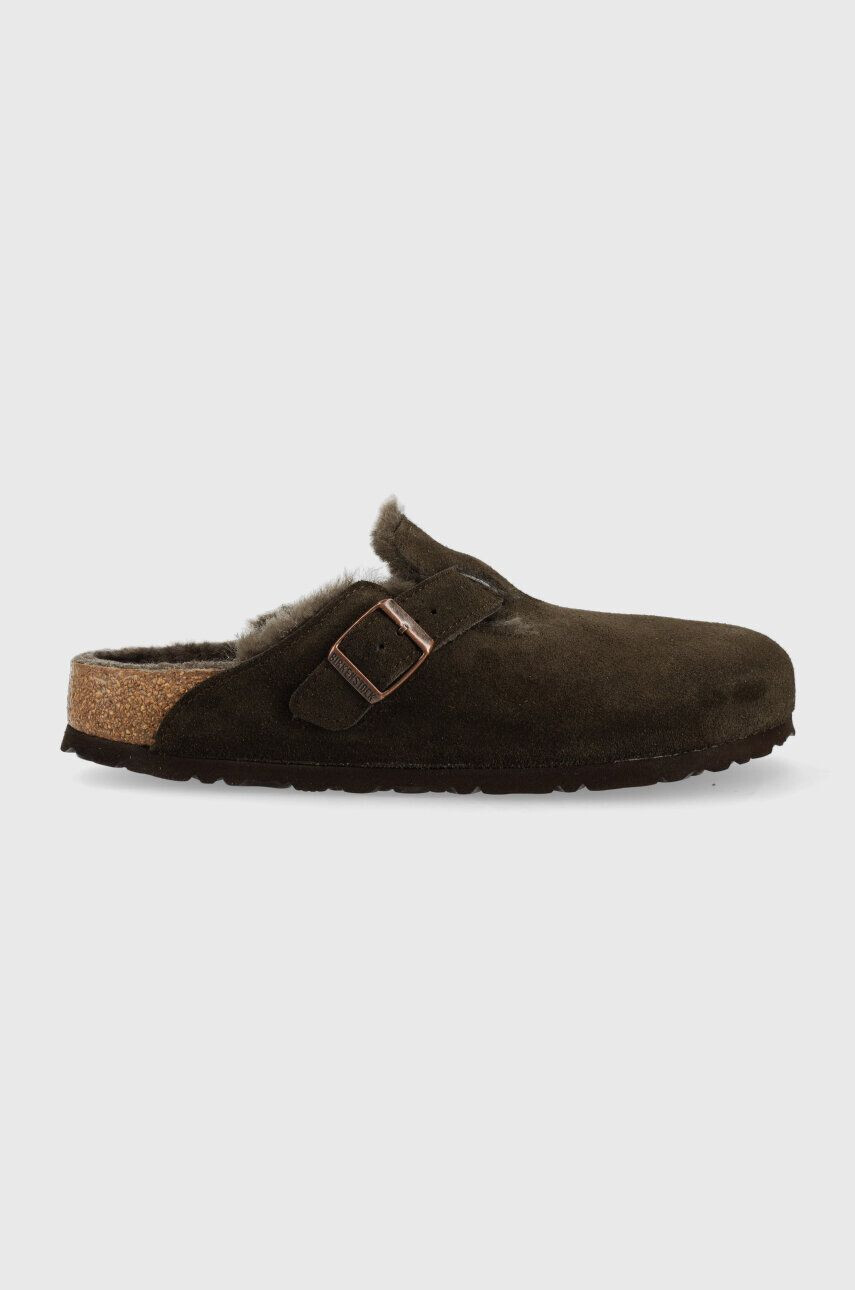 Birkenstock papucs velúrból Boston FUR barna női 1020529 - Pepit.hu