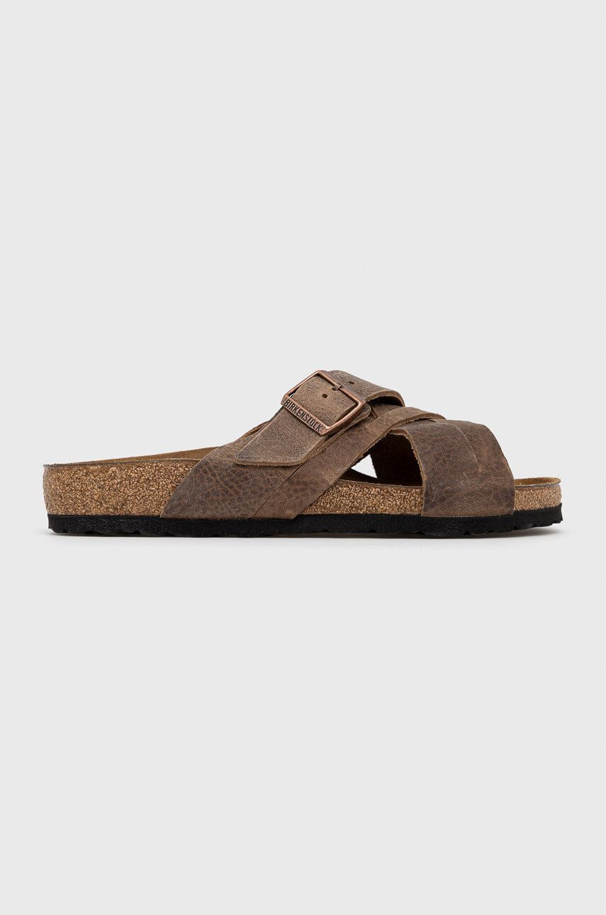 Birkenstock papucs velúrból Lugano barna férfi - Pepit.hu