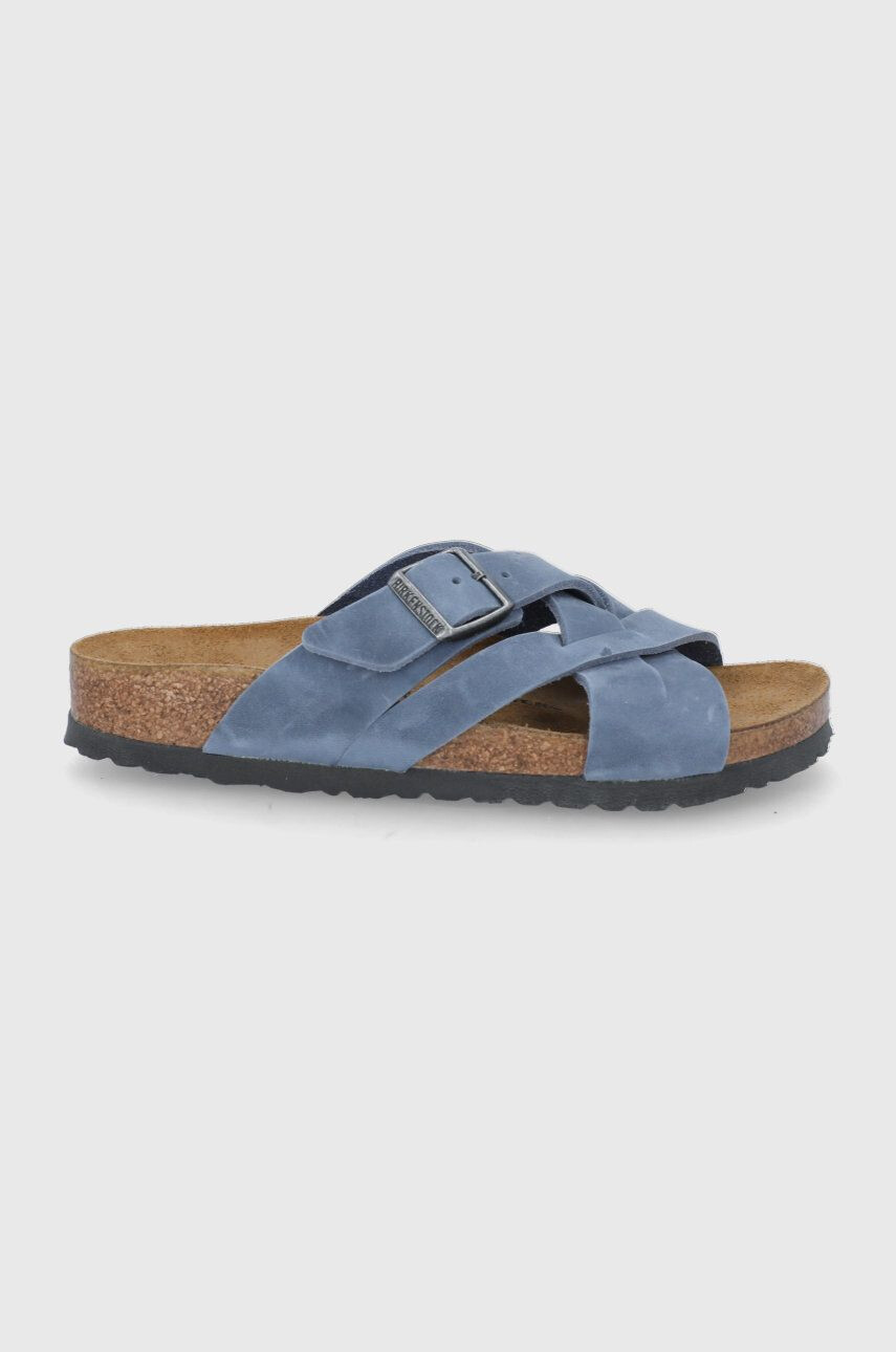 Birkenstock papucs velúrból Lugano zöld férfi - Pepit.hu