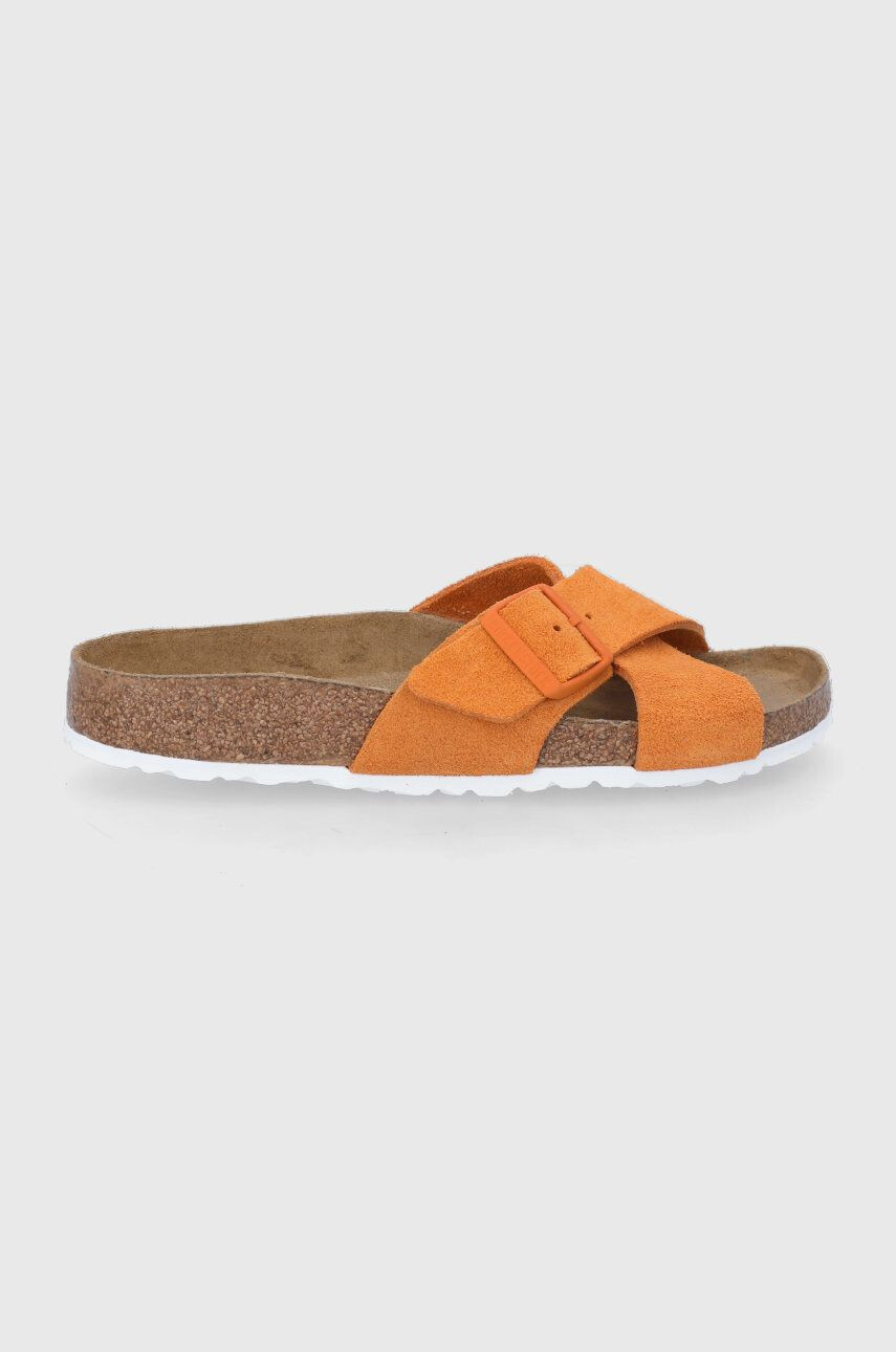 Birkenstock papucs velúrból Siena narancssárga női - Pepit.hu