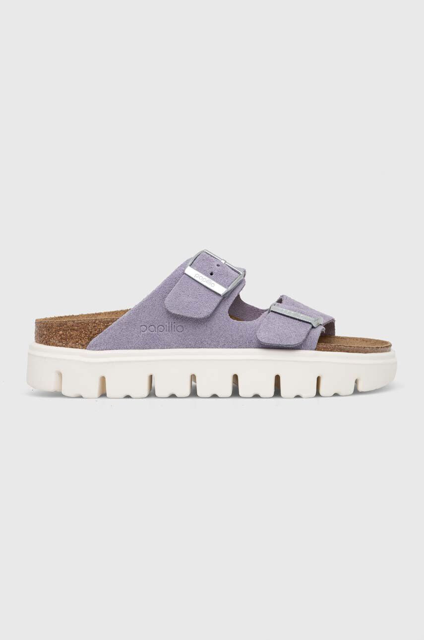 Birkenstock papucs velúrból X PAPILLIO Arizona Chunky lila női platformos 1023499 - Pepit.hu