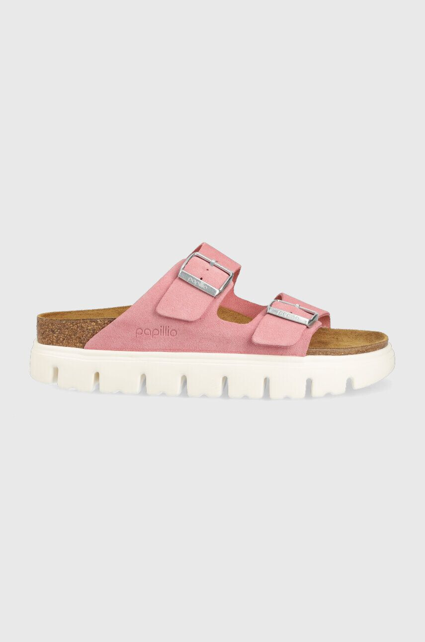 Birkenstock papucs velúrból X PAPILLIO Arizona Chunky rózsaszín női 1025291 - Pepit.hu