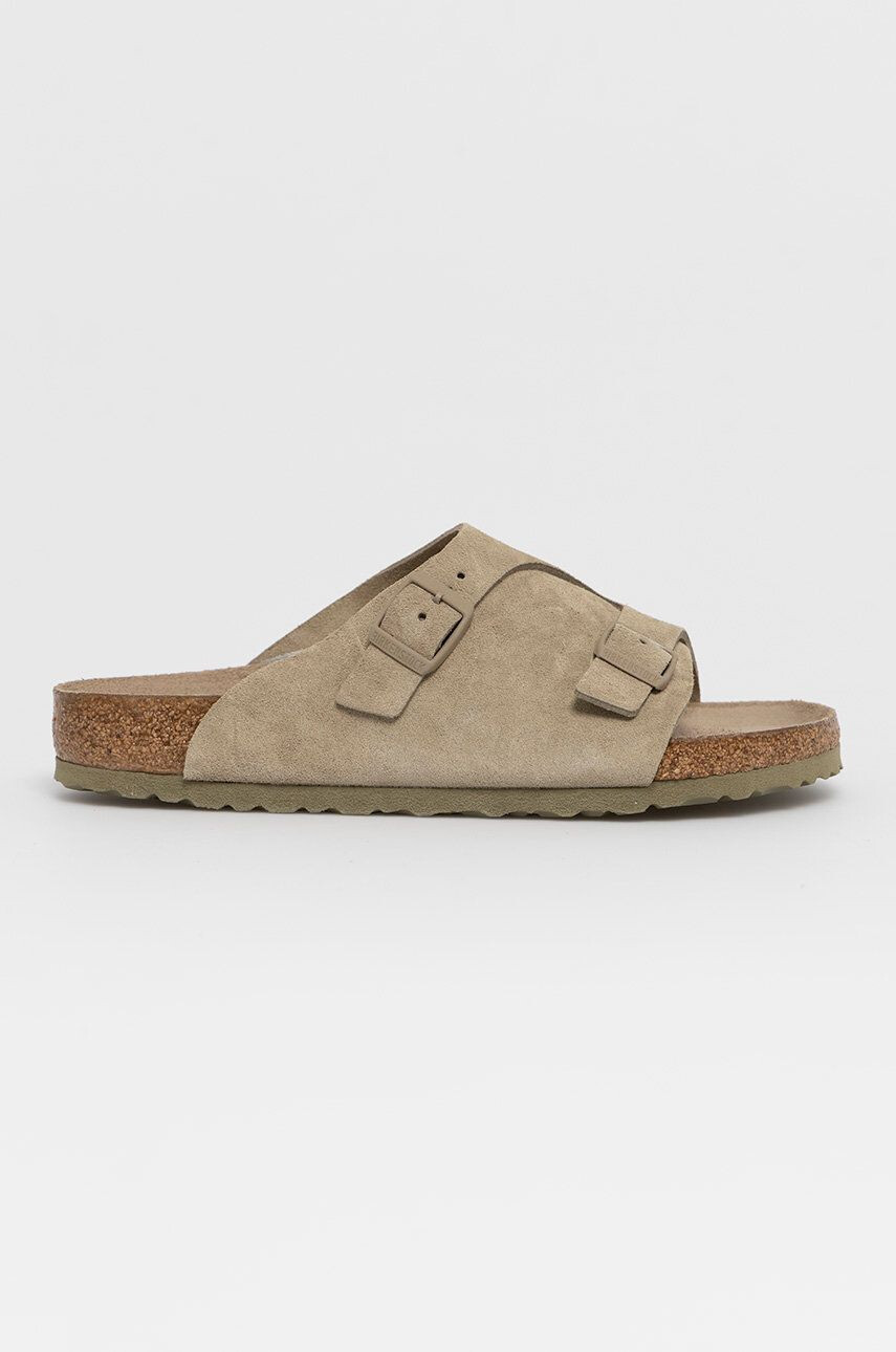 Birkenstock papucs velúrból zöld férfi - Pepit.hu