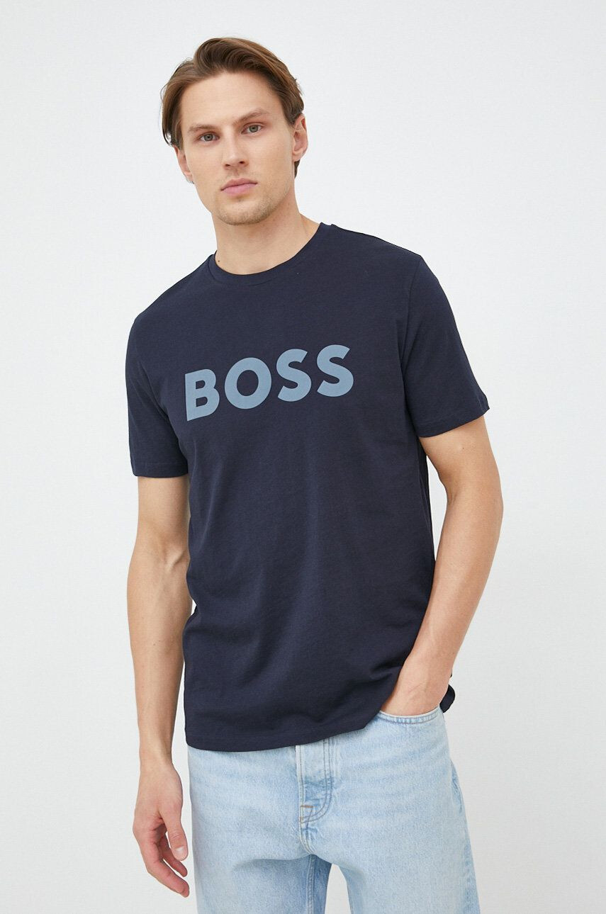 Boss Orange BOSS pamut póló Boss Casual sötétkék nyomott mintás - Pepit.hu