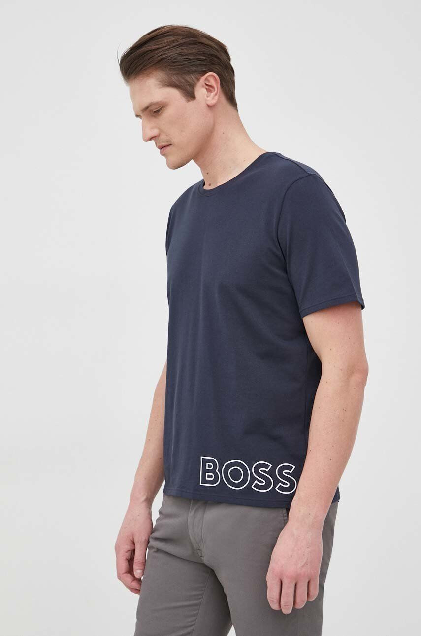 Boss t-shirt sötétkék férfi nyomott mintás - Pepit.hu