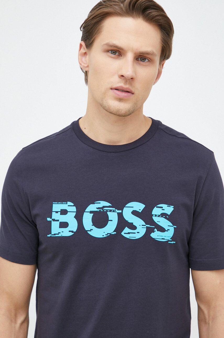 Boss Green BOSS t-shirt lila férfi nyomott mintás - Pepit.hu