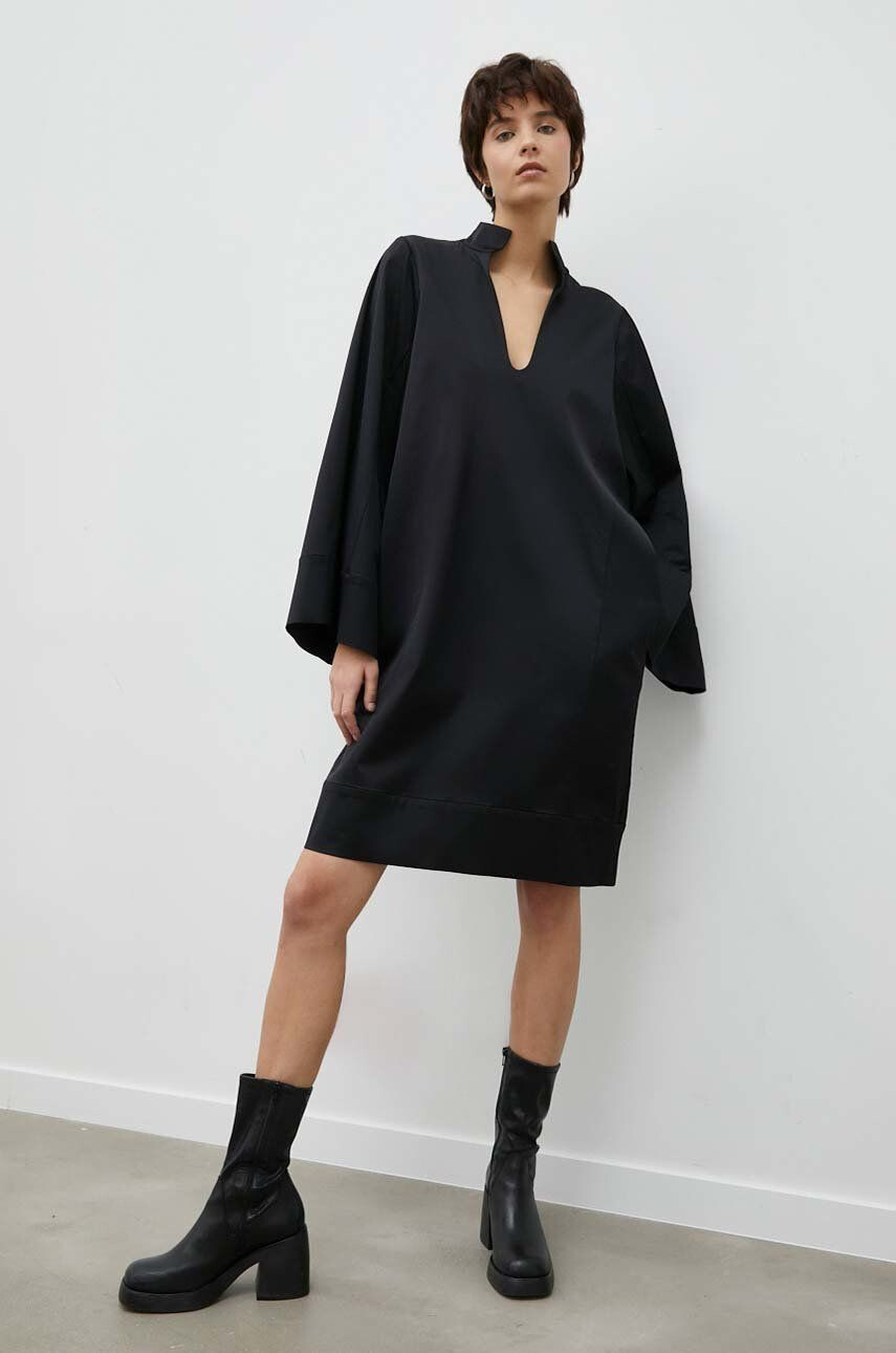 By Malene Birger gyapjú ruha fekete mini oversize - Pepit.hu