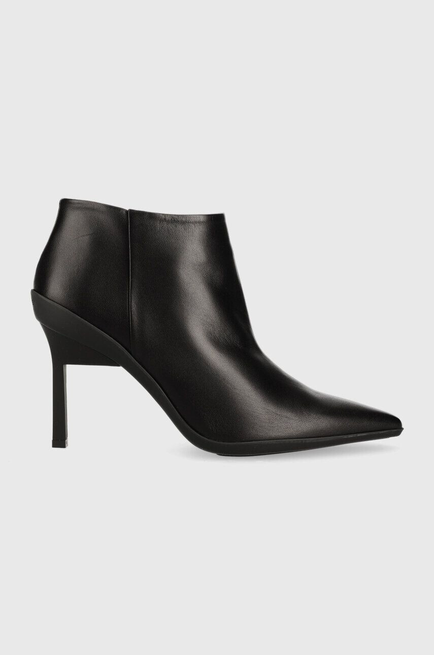 Calvin Klein bőr csizma WRAP STILETTO ANKLE fekete női tűsarkú HW0HW01600 - Pepit.hu