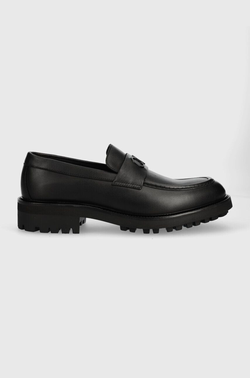 Calvin Klein bőr mokaszin MOCCASIN W/ BOLD LOGO fekete férfi HM0HM01245 - Pepit.hu