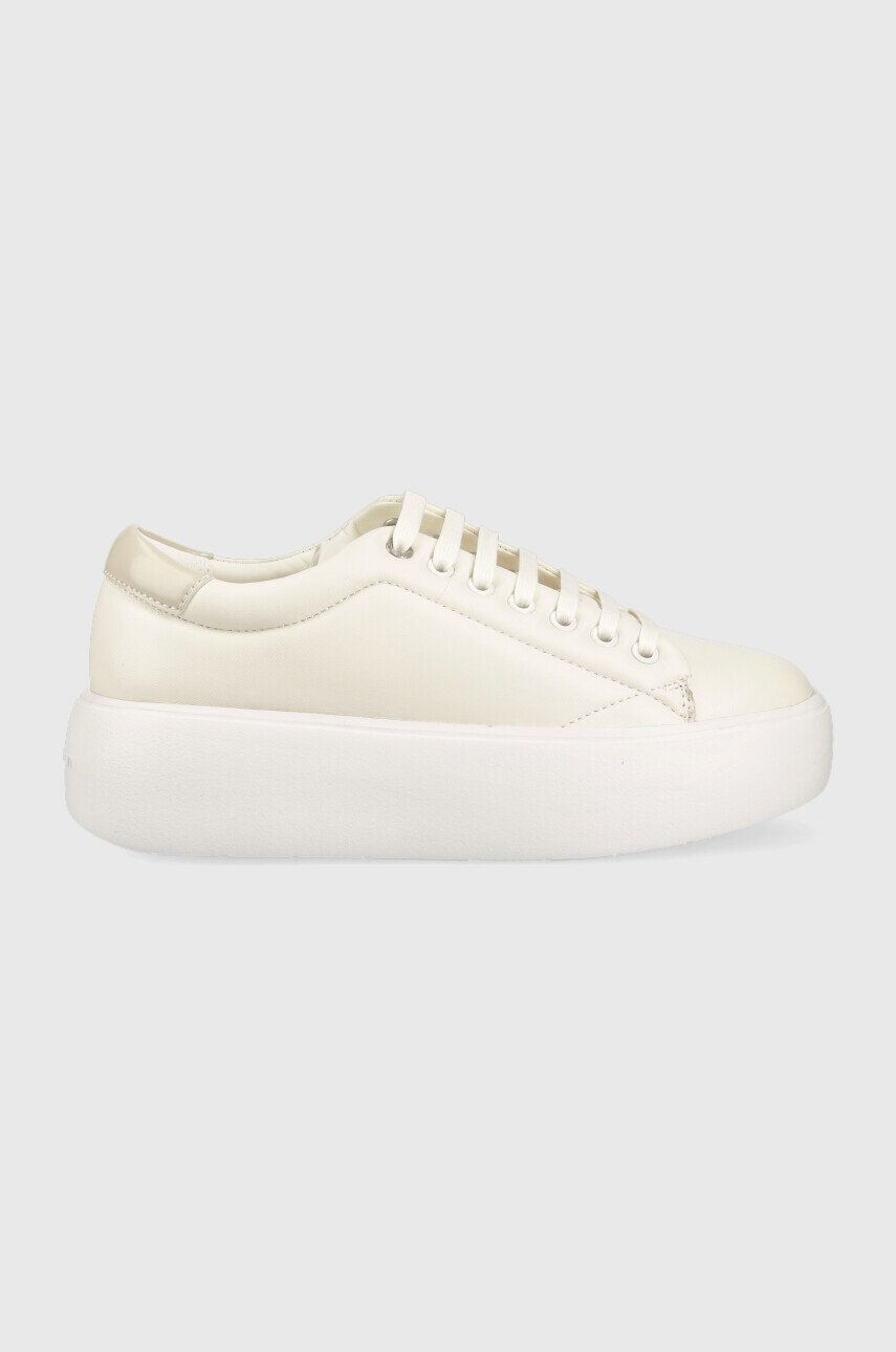 Calvin Klein bőr sportcipő HW0HW01356 BUBBLE CUPSOLE LACE UP bézs - Pepit.hu