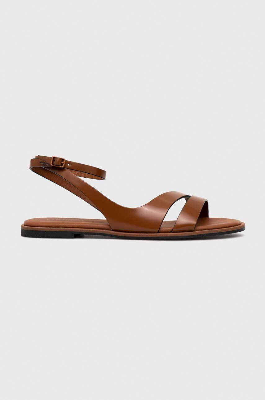 Calvin Klein bőr szandál ALMOND SANDAL barna női HW0HW01463 - Pepit.hu