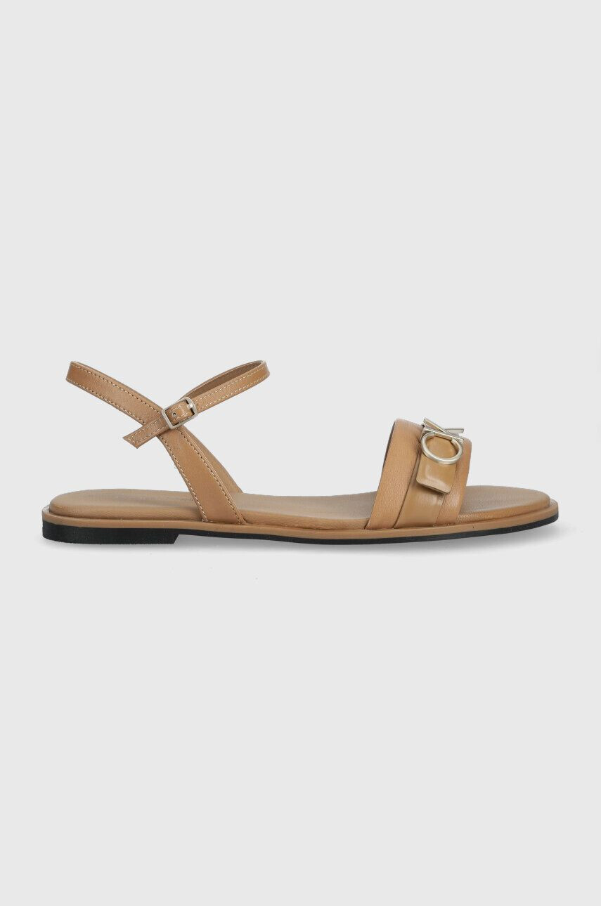 Calvin Klein bőr szandál ALMOND SANDAL W/HW bézs női HW0HW01483 - Pepit.hu