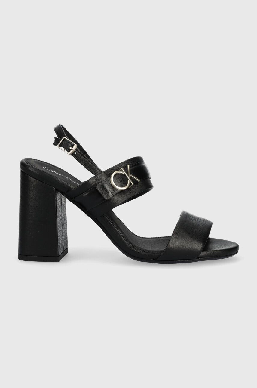 Calvin Klein bőr szandál BLOCK HL SANDAL 85HH W/HW fekete HW0HW01486 - Pepit.hu