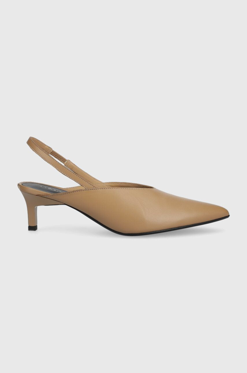 Calvin Klein bőr tűsarkú HW0HW01345 GEO STIL SLINGBACK PUMP 50 bézs nyitott sarokkal - Pepit.hu