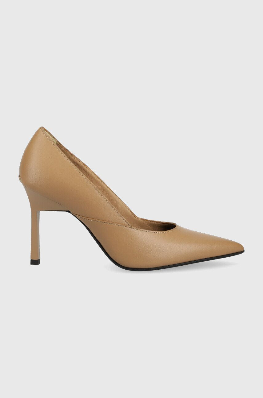 Calvin Klein bőr tűsarkú HW0HW01346 GEO STILETTO PUMP 90 bézs - Pepit.hu