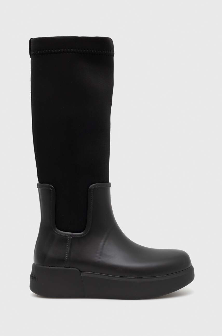 Calvin Klein gumicsizma Rain Boot Wedge High fekete női - Pepit.hu