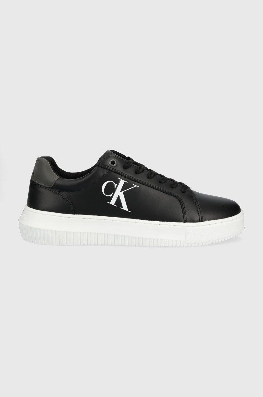 Calvin Klein Jeans bőr sportcipő Chunky Cupsole Laceup Low fekete - Pepit.hu