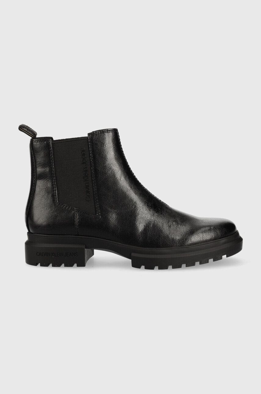 Calvin Klein Jeans bőr bokacsizma Cleated Chelsea Boot fekete női platformos - Pepit.hu