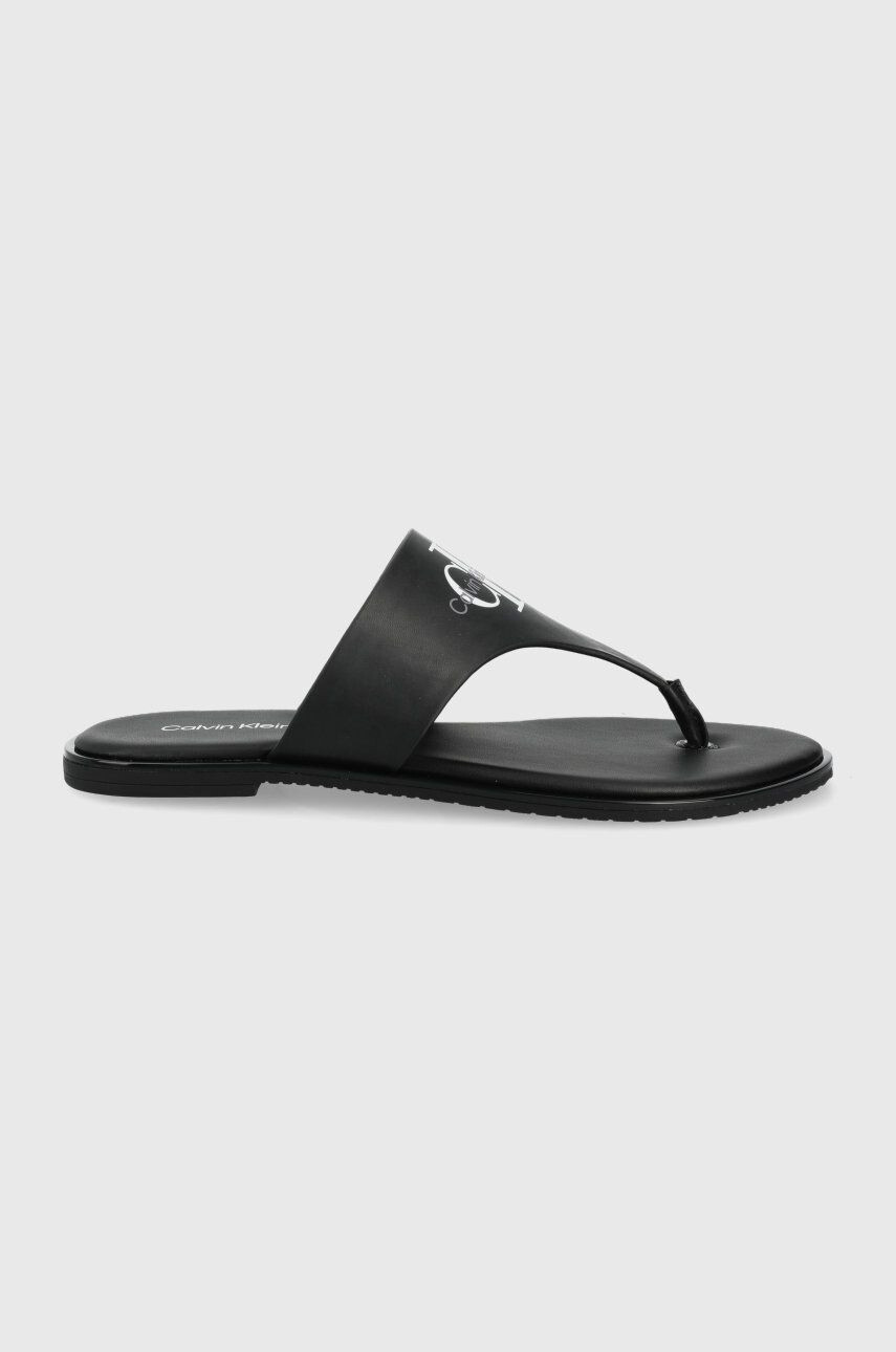 Calvin Klein Jeans bőr flip-flop fekete női lapos talpú - Pepit.hu