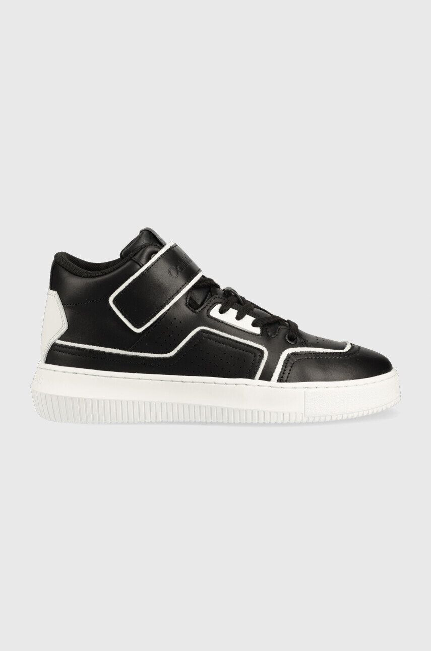 Calvin Klein Jeans bőr sportcipő Chunky Cupsole Laceup Mid fekete - Pepit.hu