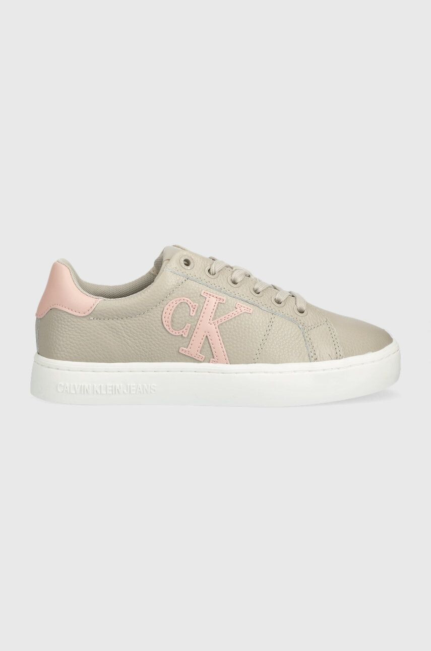 Calvin Klein Jeans bőr sportcipő Classic Cupsole Laceup Low fehér - Pepit.hu