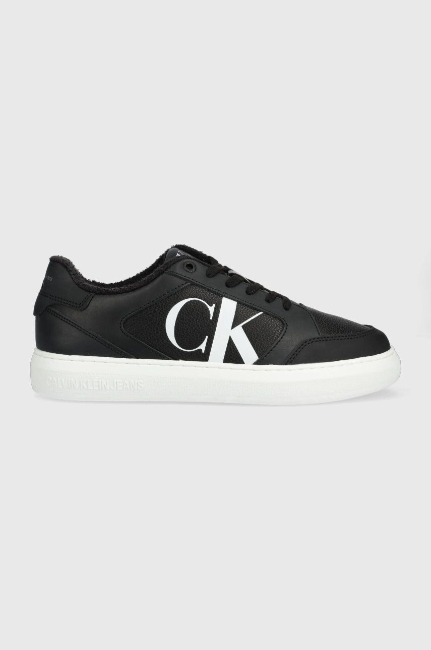 Calvin Klein Jeans bőr sportcipő YM0YM00573 CASUAL CUPSOLE LTH-PU MONO fekete - Pepit.hu