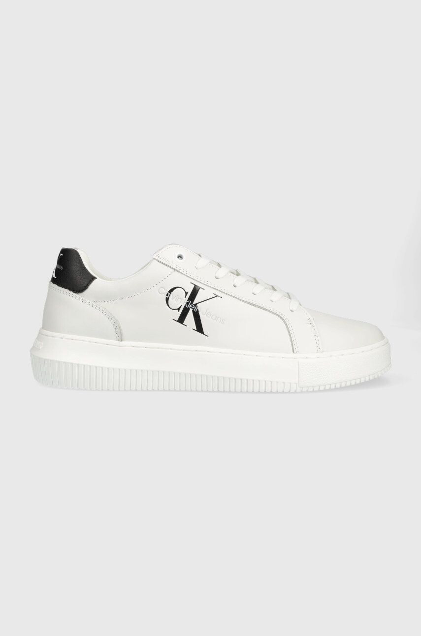 Calvin Klein Jeans bőr sportcipő CHUNKY CUPSOLE MONOLOGO fehér YM0YM00681 - Pepit.hu