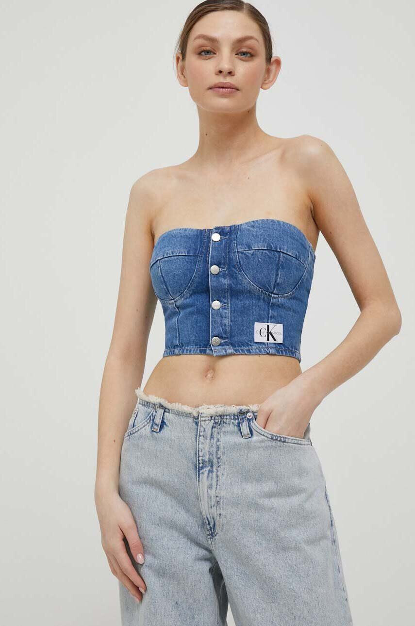 Calvin Klein Jeans farmer top "cold shoulder" fazonú sötétkék - Pepit.hu