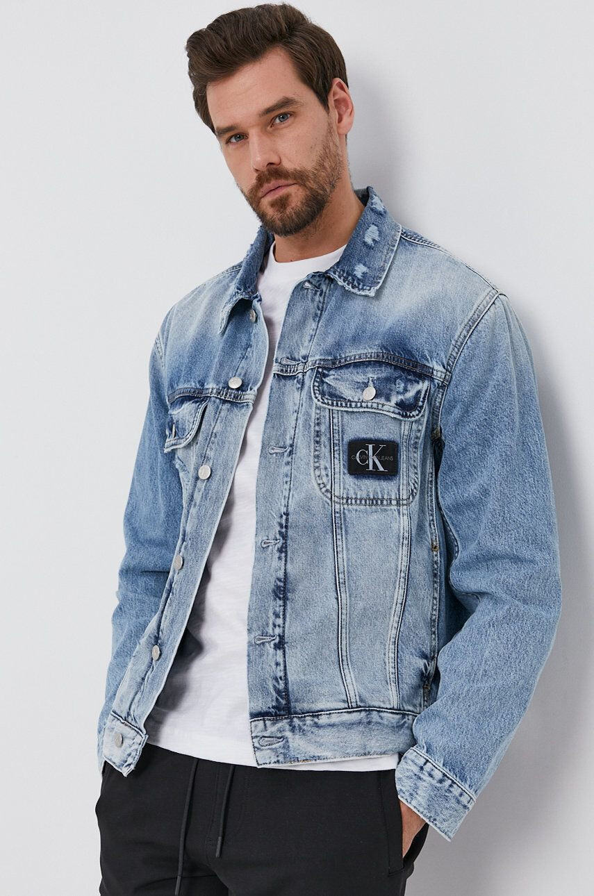 Calvin Klein Jeans farmerdzseki női sötétkék átmeneti - Pepit.hu