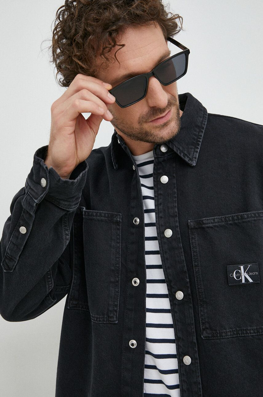 Calvin Klein Jeans farmering férfi galléros fekete relaxed - Pepit.hu