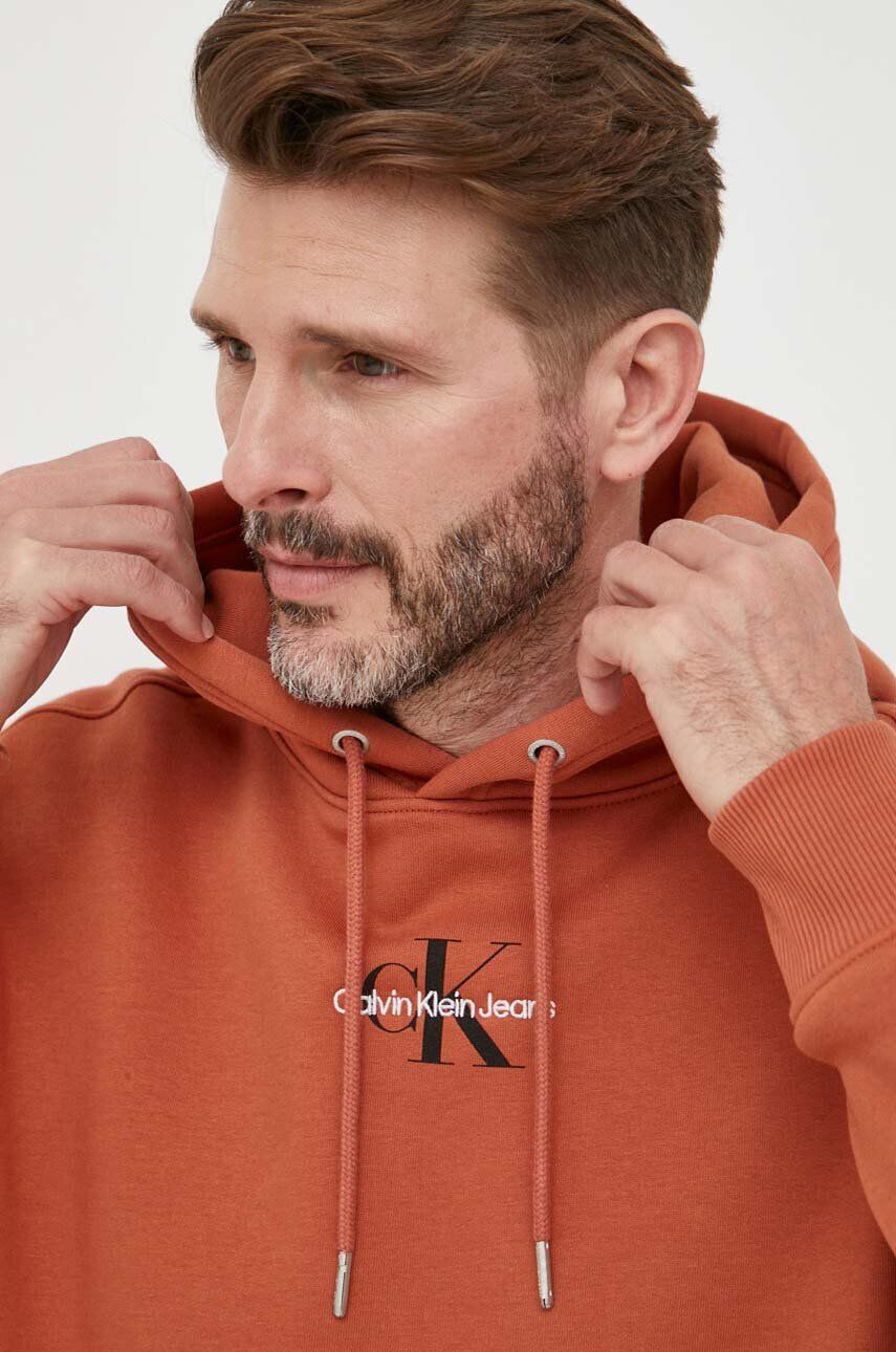 Calvin Klein Jeans felső narancssárga férfi nyomott mintás kapucnis - Pepit.hu