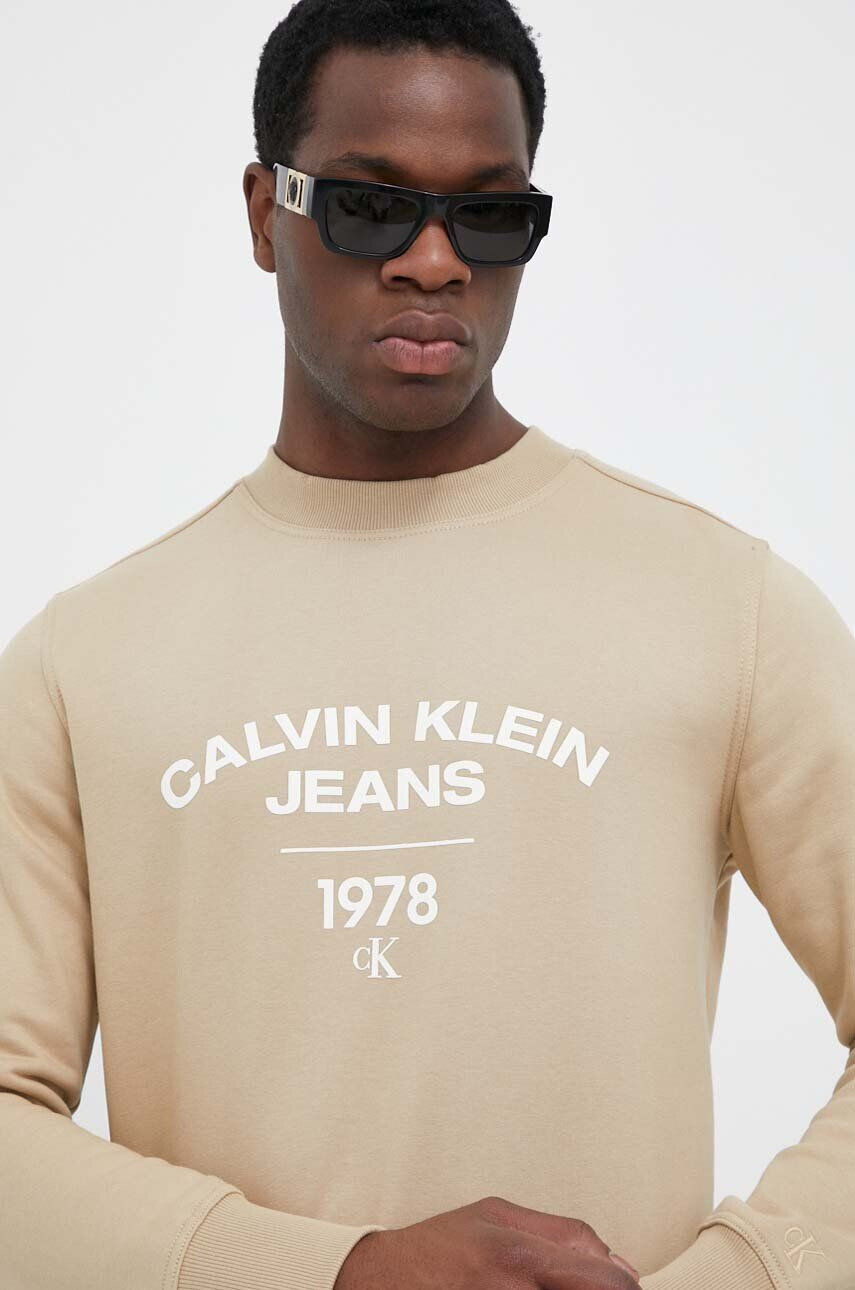 Calvin Klein Jeans felső bézs férfi nyomott mintás - Pepit.hu