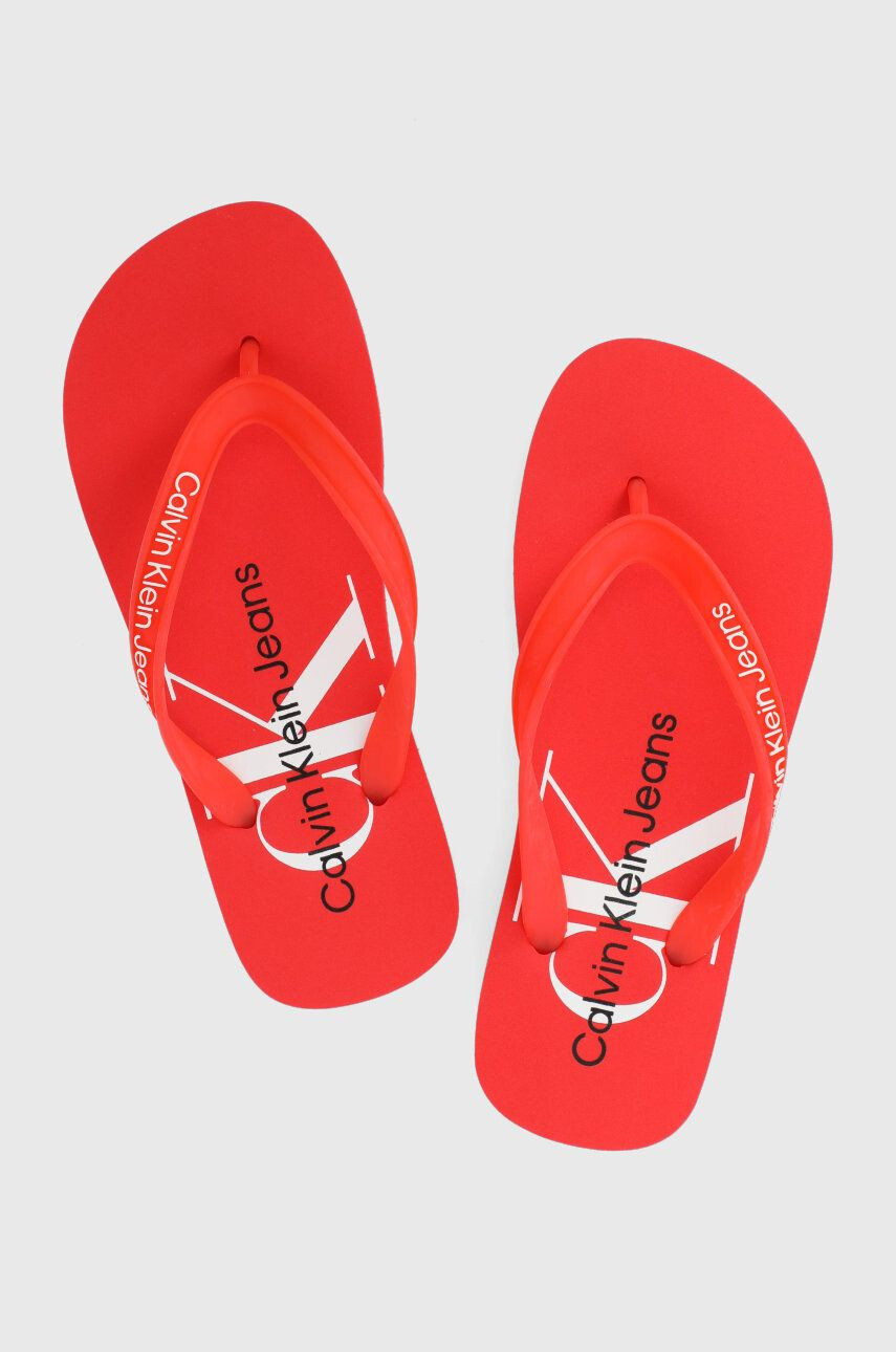 Calvin Klein Jeans flip-flop piros női lapos talpú - Pepit.hu