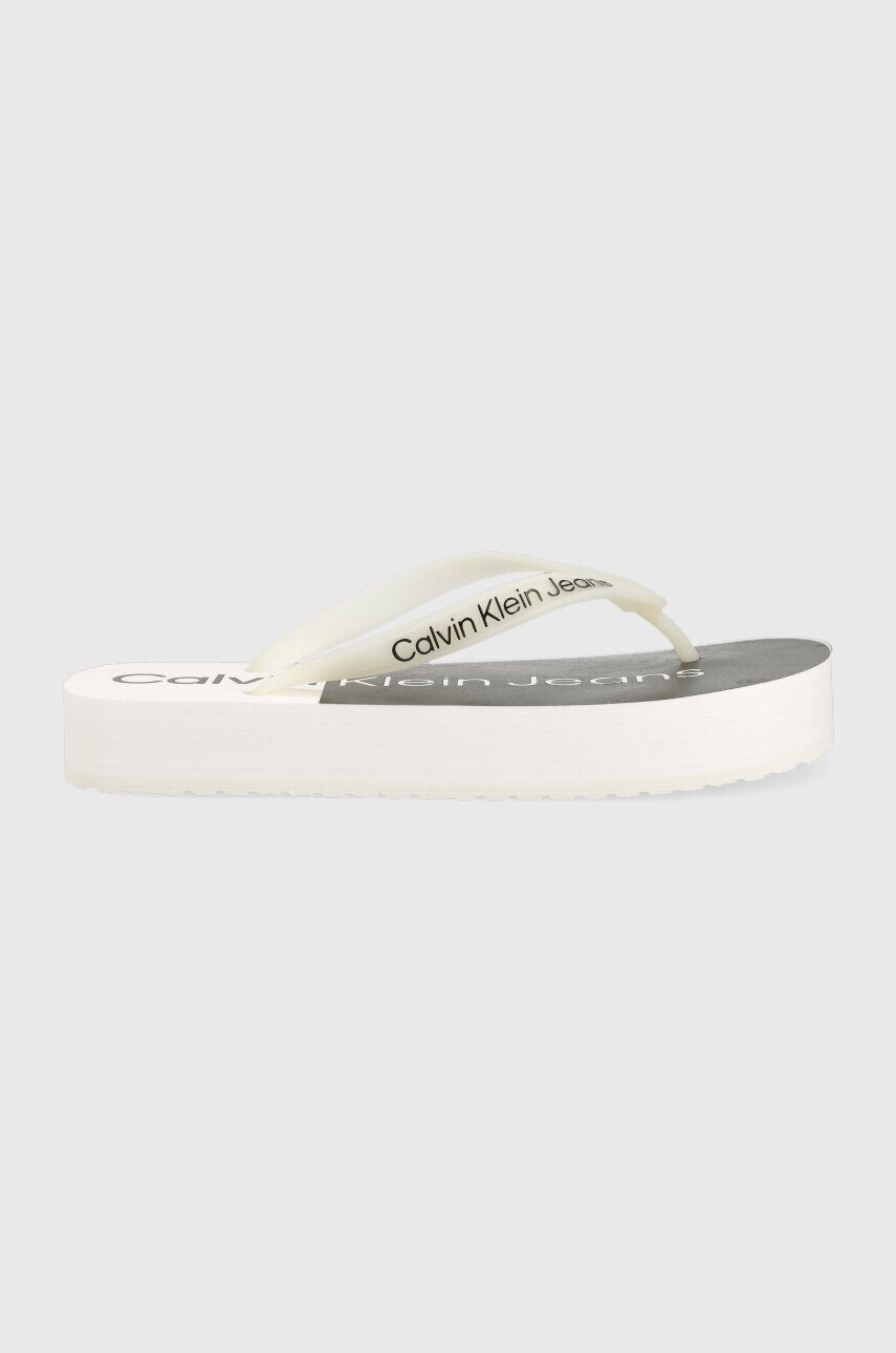 Calvin Klein Jeans flip-flop BEACH SANDAL FLATFORM fehér női lapos talpú YW0YW00716 - Pepit.hu