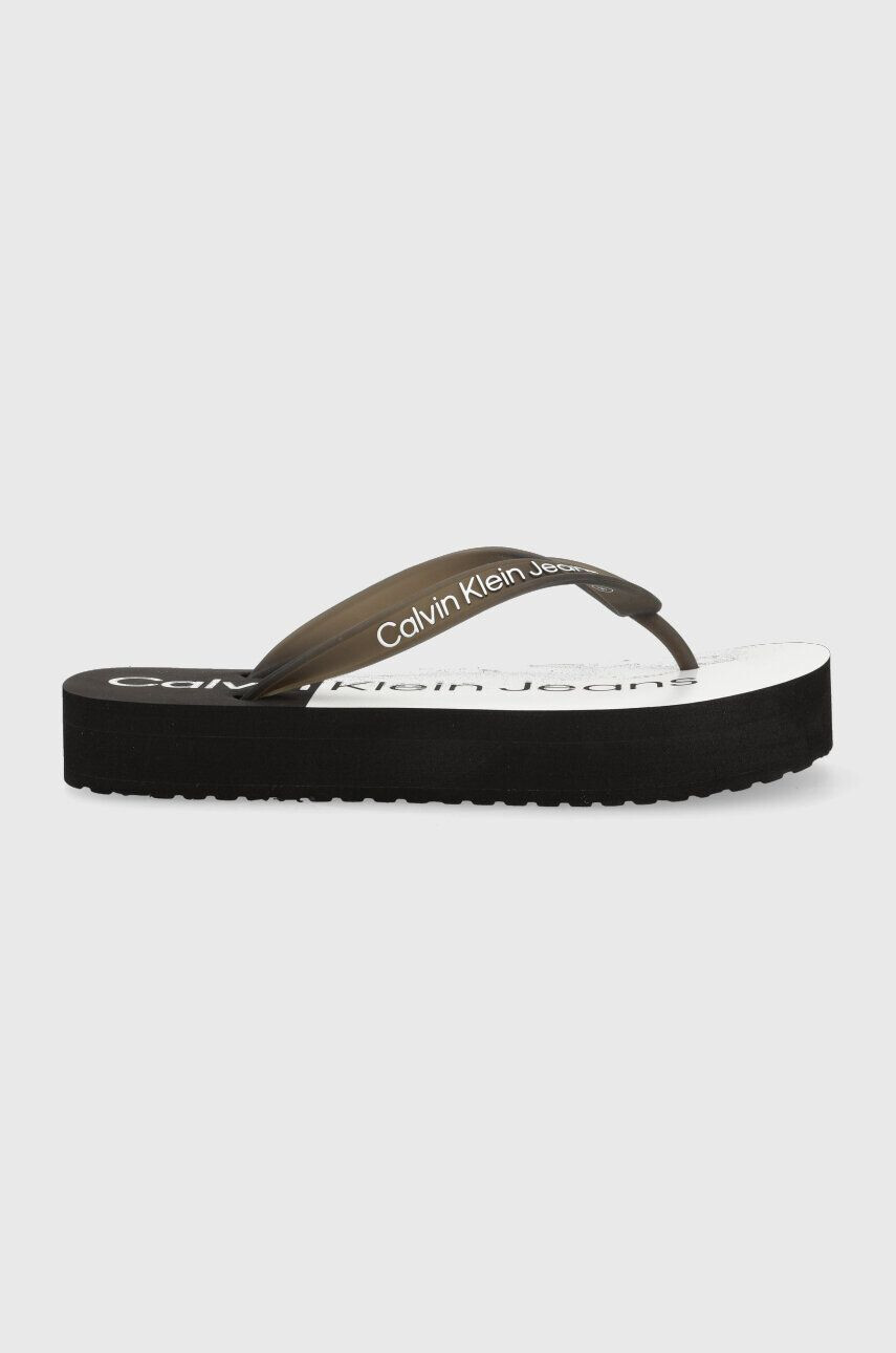 Calvin Klein Jeans flip-flop BEACH SANDAL FLATFORM fekete női lapos talpú YW0YW00716 - Pepit.hu