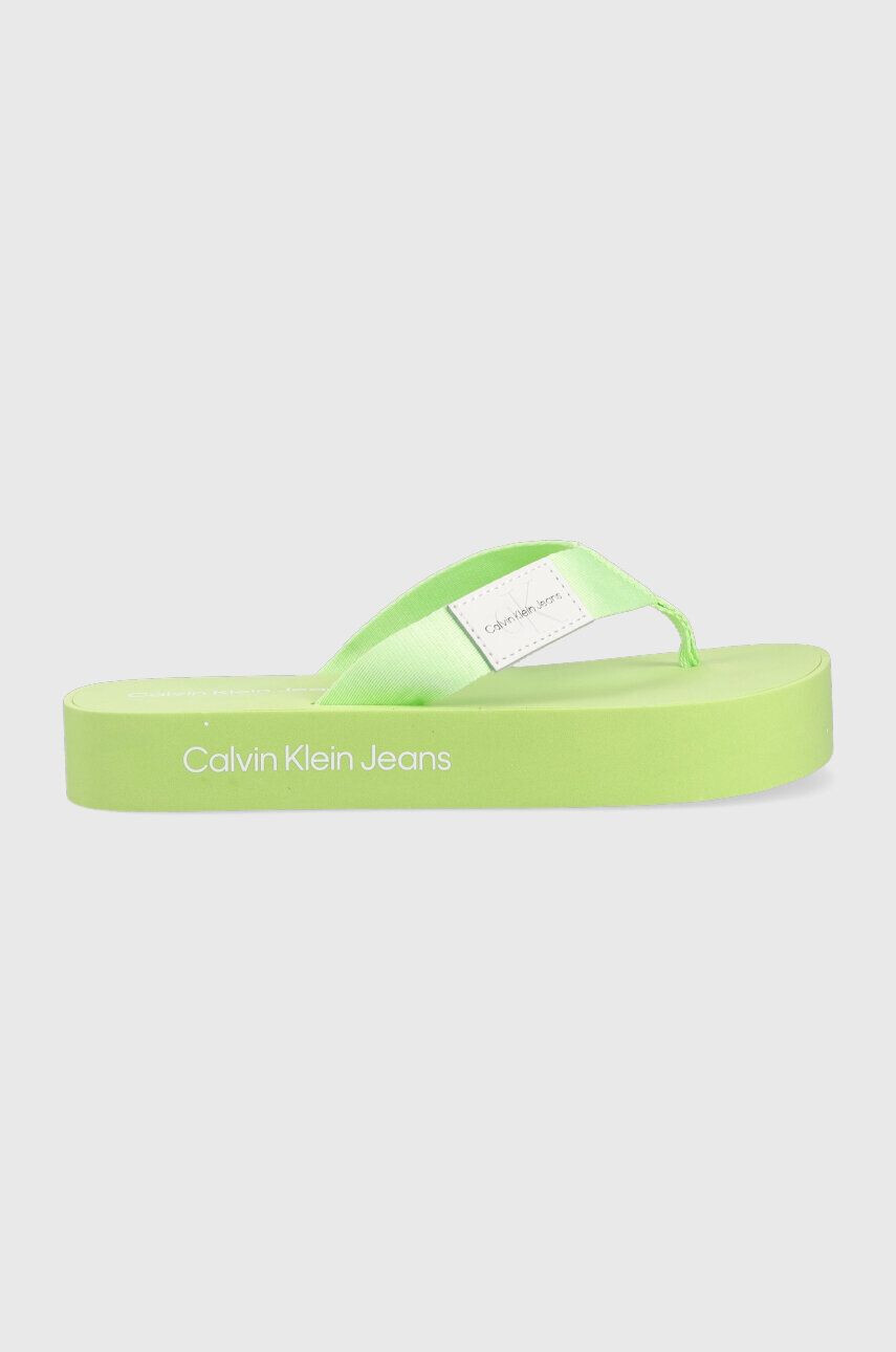 Calvin Klein Jeans flip-flop FLATFORM FLIPFLOP zöld női platformos YW0YW00993 - Pepit.hu