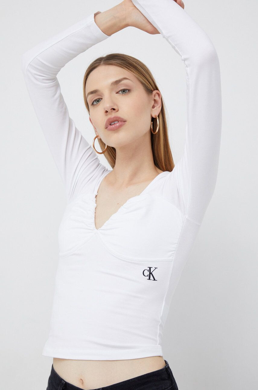 Calvin Klein Jeans hosszú ujjú fehér női - Pepit.hu