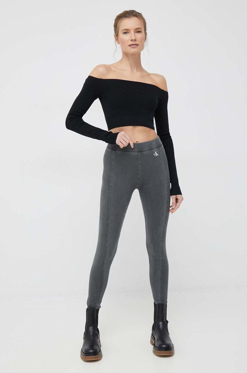 Calvin Klein Jeans legging szürke női sima - Pepit.hu